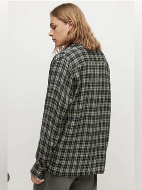 Allsaints Sonoma LS Check Shirt Dark Gray Button Down Size Large